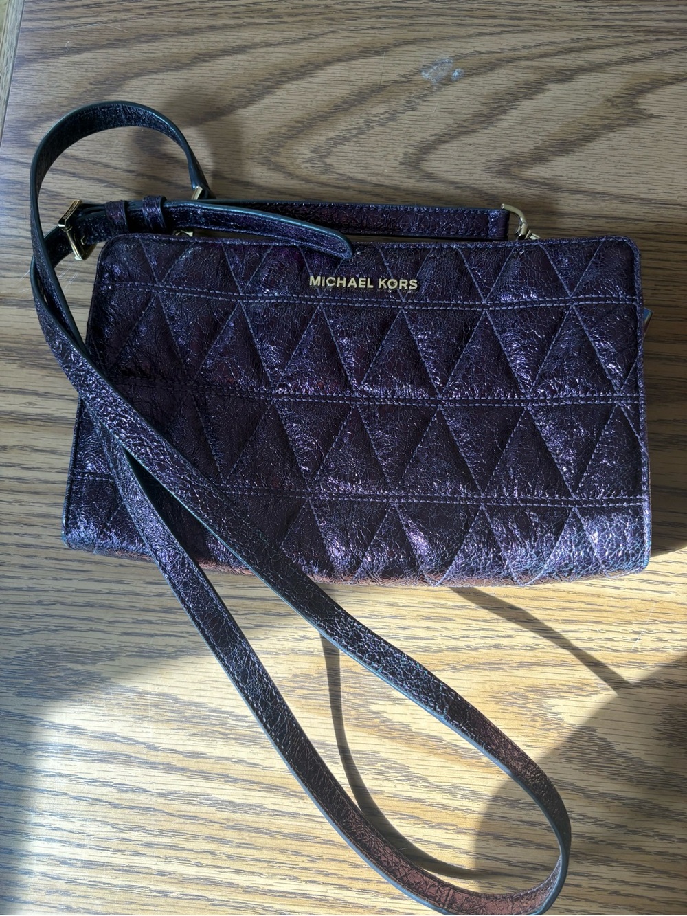 Michael Kors Quilted Crossbody Bag in Dark Plum